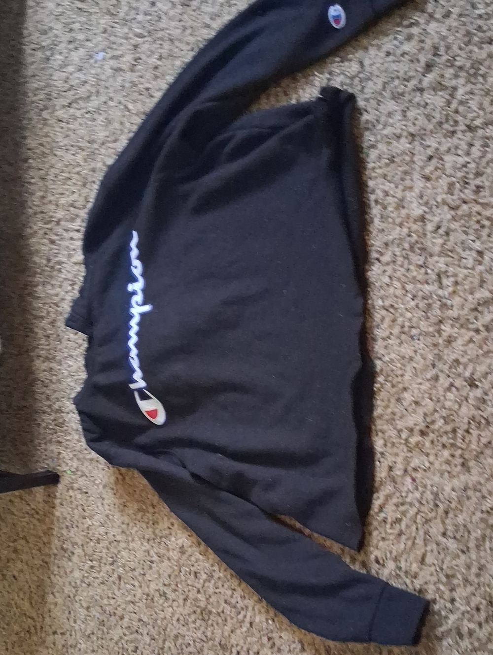 Champion Black Crewneck with White Script Logo